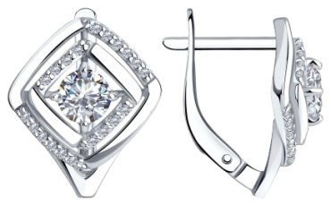 Серьги Diamant 94-120-00740-1 вес 3.71 г серебро, фианит купить,18734