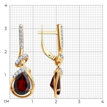 Серьги Diamant 93-321-01919-1 вес 3.95 г серебро, фианит, гранат купить,NaN