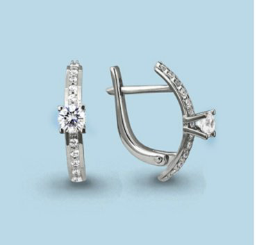 Серьги AQUAMARINE 44110A.5 вес 2 г серебро, фианит купить,20638