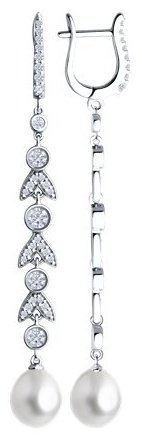 Серьги SOKOLOV 92023012_s вес 7.45 г серебро, фианит, жемчуг купить,NaN
