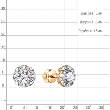 Пусеты AQUAMARINE 400468А.6 вес 2.6 г серебро, фианит купить,35910