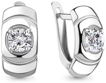 Серьги AQUAMARINE 48916А вес 2.82 г серебро, фианит купить,24240