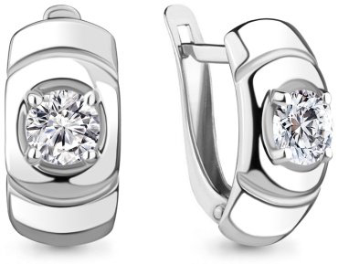 Серьги AQUAMARINE 48916А вес 2.82 г серебро, фианит купить,24240