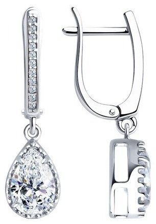 Серьги SOKOLOV 94025879 вес 3.57 г серебро, фианит купить,21033