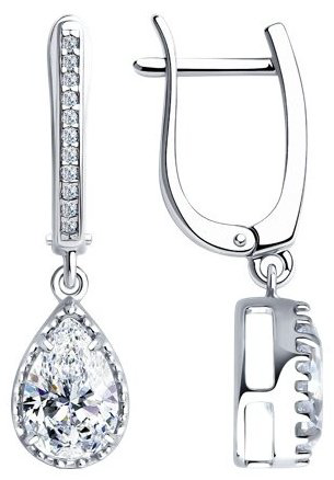 Серьги SOKOLOV 94025879 вес 3.57 г серебро, фианит купить,21033