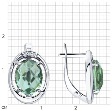 Серьги SOKOLOV 92022007_3,78 вес 3.78 г серебро, кварц, фианит купить,33570