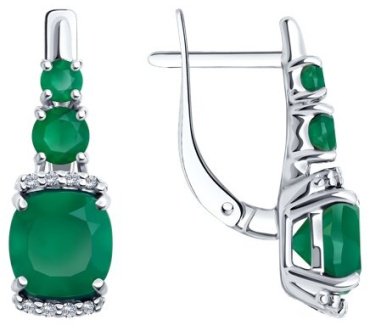 Серьги SOKOLOV 92023023 вес 3.32 г серебро, агат, фианит купить,29241