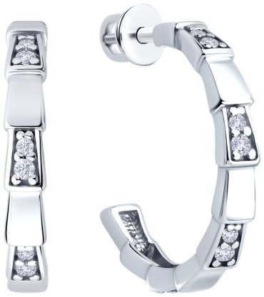 Серьги Diamant 94-122-02267-1 вес 3.27 г серебро, фианит купить,13892