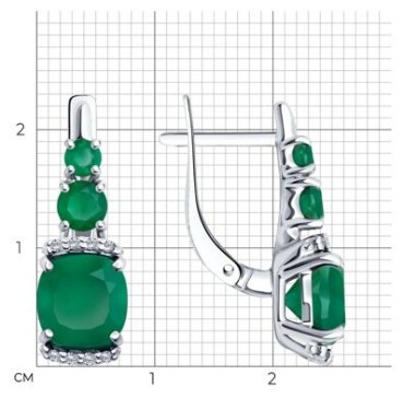 Серьги SOKOLOV 92023023 вес 3.32 г серебро, агат, фианит купить,29241