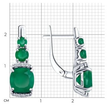 Серьги SOKOLOV 92023023 вес 3.32 г серебро, агат, фианит купить,29241
