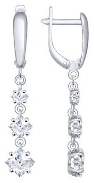 Серьги SOKOLOV 94022012 вес 2.86 г серебро, фианит купить,22000