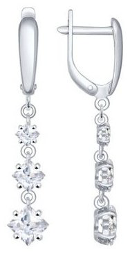 Серьги SOKOLOV 94022012 вес 2.86 г серебро, фианит купить,22000