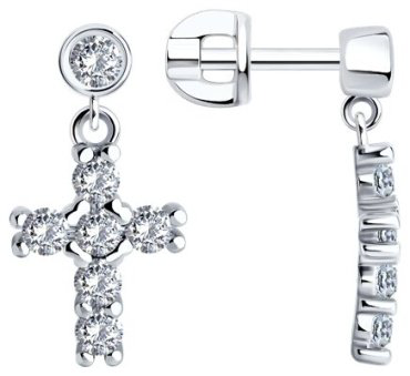 Серьги SOKOLOV 94026729 вес 2.48 г серебро, фианит купить,13159