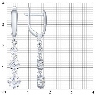 Серьги SOKOLOV 94022012 вес 2.86 г серебро, фианит купить,22000