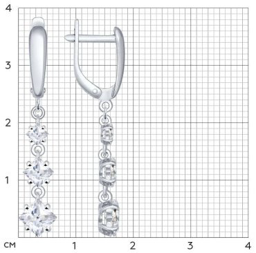 Серьги SOKOLOV 94022012 вес 2.86 г серебро, фианит купить,22000