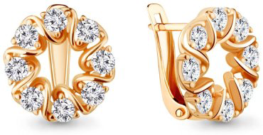 Серьги AQUAMARINE 48285А вес 2.6 г серебро, фианит купить,24240