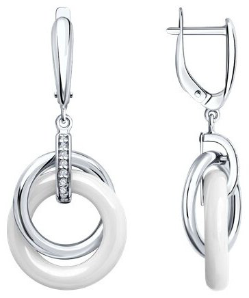 Серьги SOKOLOV 94025854 вес 10.63 г серебро, фианит купить,34979