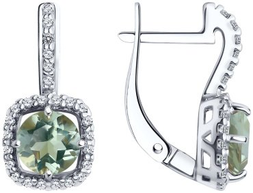 Серьги SOKOLOV 92022757 вес 2.96 г серебро, аметист, фианит купить,28097
