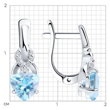 Серьги SOKOLOV 92021177 вес 2.11 г серебро, фианит, топаз купить,17502