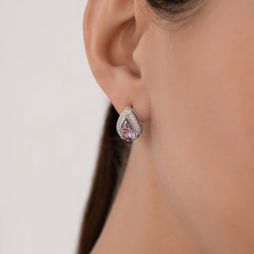 Серьги SOKOLOV 92023142 вес 3.78 г серебро, аметист, фианит купить,32832