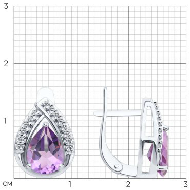 Серьги SOKOLOV 92023142 вес 3.78 г серебро, аметист, фианит купить,32832