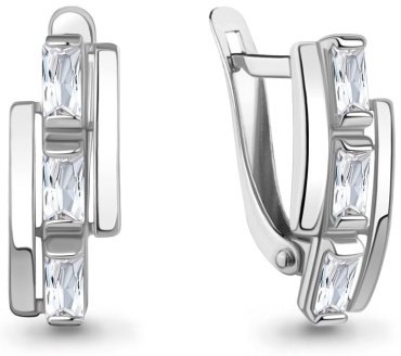 Серьги AQUAMARINE 400225 вес 2.36 г серебро, фианит купить,22162