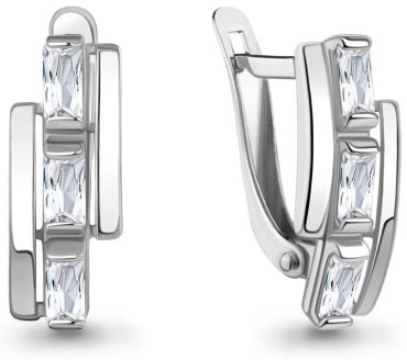 Серьги AQUAMARINE 400225 вес 2.36 г серебро, фианит купить,22162