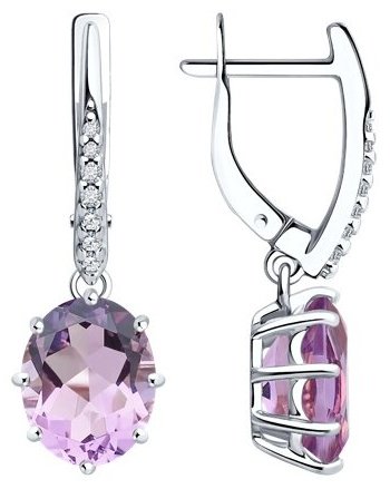 Серьги Diamant 94-321-02054-3_s вес 3.45 г серебро, фианит, аметист купить,36596