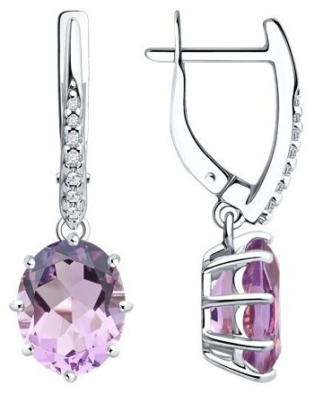Серьги Diamant 94-321-02054-3_s вес 3.45 г серебро, фианит, аметист купить,36596