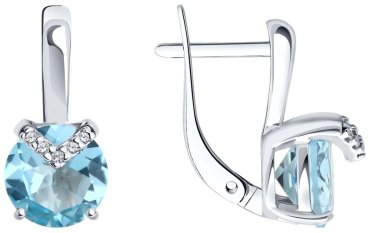 Серьги SOKOLOV 92022959 вес 3.4 г серебро, фианит, топаз купить,22366