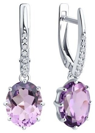 Серьги Diamant 94-321-02054-3_s вес 3.45 г серебро, фианит, аметист купить,36596