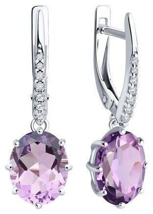 Серьги Diamant 94-321-02054-3_s вес 3.45 г серебро, фианит, аметист купить,36596