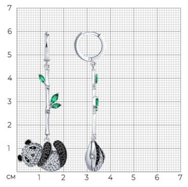 Серьги SOKOLOV 94026795 вес 9.9 г серебро, фианит, эмаль купить,52692