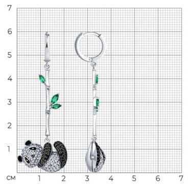 Серьги SOKOLOV 94026795 вес 9.9 г серебро, фианит, эмаль купить,52692