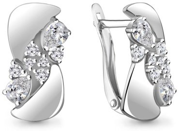 Серьги AQUAMARINE 45854А_s вес 2.8 г серебро, фианит купить,25625