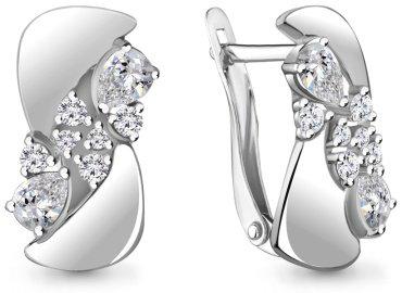 Серьги AQUAMARINE 45854А_s вес 2.8 г серебро, фианит купить,25625