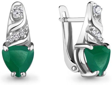Серьги AQUAMARINE 4469909А.5 вес 2.38 г серебро, агат, фианит купить,30780