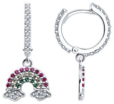 Серьги SOKOLOV 94026742 вес 3.15 г серебро, фианит, корунд купить,13559