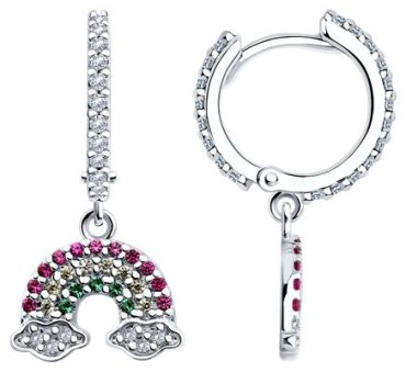 Серьги SOKOLOV 94026742 вес 3.15 г серебро, фианит, корунд купить,13559