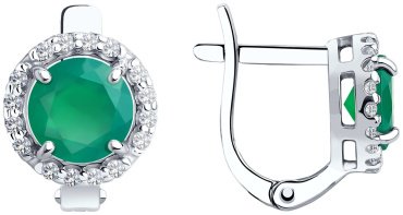 Серьги SOKOLOV 92022458 вес 2.23 г серебро, агат, фианит купить,NaN