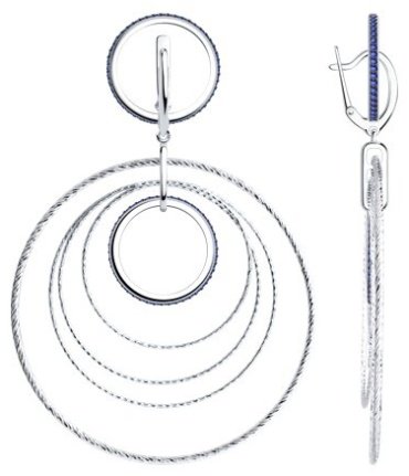 Серьги Diamant 94-121-02032-1 вес 11.22 г серебро, фианит купить,66457