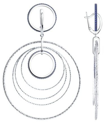 Серьги Diamant 94-121-02032-1 вес 11.22 г серебро, фианит купить,66457