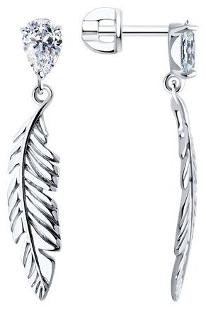 Серьги SOKOLOV 94026436 вес 2.69 г серебро, фианит купить,13851