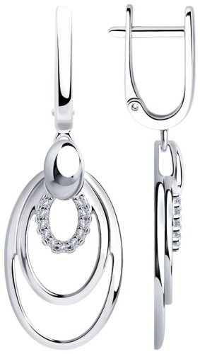 Серьги Diamant 94-121-00701-1 вес 3.75 г серебро, фианит купить,22997
