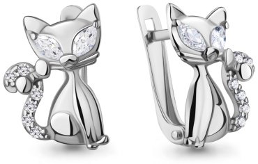 Серьги AQUAMARINE 400515А.5 вес 2.4 г серебро, фианит купить,23547