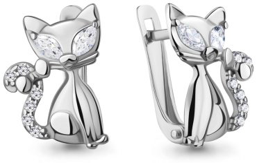 Серьги AQUAMARINE 400515А.5 вес 2.4 г серебро, фианит купить,23547
