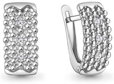 Серьги AQUAMARINE 400276А вес 2.44 г серебро, фианит купить,21555