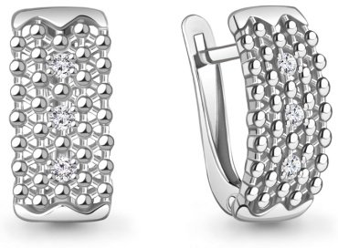 Серьги AQUAMARINE 400276А вес 2.44 г серебро, фианит купить,21555