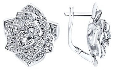 Серьги Diamant 94-120-02050-2 вес 11.61 г серебро, фианит купить,NaN