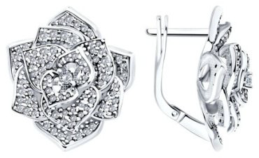 Серьги Diamant 94-120-02050-2 вес 11.61 г серебро, фианит купить,NaN
